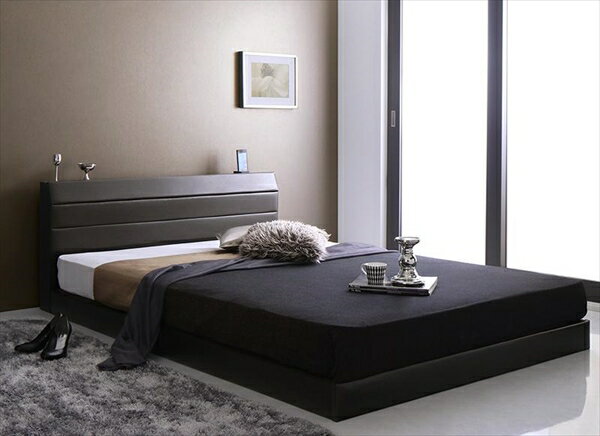 樂天商城 - 棚・コンセント付きレザーすのこベッド Ivan イヴァン ラテックス入り国産ポケットコイルマットレス付き シングル　　「すのこベッド 通気性良い レザーベッド 高級感 フレーム国産 　マットレス付き」