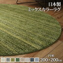 ラグ 洗える 防ダニ ミックスカラーラグ 〔ルーナ〕 丸型 径200cm 円形 2畳 二畳 防音 防炎 カーペット ラグマット ウォッシャブル 床暖房 ホットカーペット対応 リビング 滑り止め スミノエ 日本製(3)