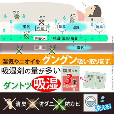 湿度調整マット 〔調湿くん〕 セミシングル 80×180cm 　「除湿シート 除湿マット 洗える 布団湿気取り 湿気対策 寝具 ウォッシャブル 丸洗いok カーペット マットレス 梅雨対策 梅雨対策」　【代引き不可】