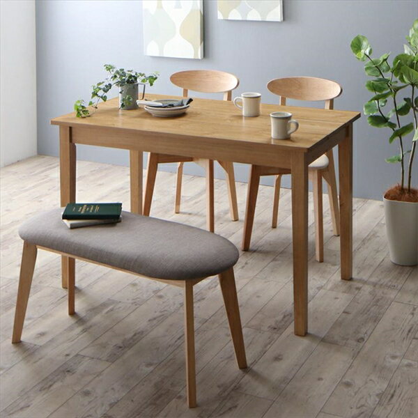 北欧テイスト ダイニング Lucks ルクス 4点セット(テーブル+チェア2脚+ベンチ1脚) ナチュ ...