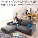 フロアソファ Lucy ルーシー ソファ&オットマンセット スリム肘 ロータイプ 2P 「家具 ソファ フロアソファー 高級ソファ ファブリック ゆったり 座り心地 2人掛け ソファセット 搬入ラクラク デザインソファ」