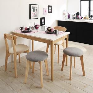 ダイニングセット（テーブル&チェア スツール） カワイイテイスト ダイニング 4人 5点セット(テーブル+..