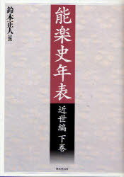 ご注文前に必ずご確認ください＜商品説明＞能楽史研究に不可欠の年表。近世編3冊遂に完結。本巻は、1716年より1867年までの9000余の記事を収録。＜商品詳細＞商品番号：NEOBK-745748Suzuki Masato / Nogaku Shi Nempyo Kinsei Hen Last Volumesメディア：本/雑誌発売日：2010/04JAN：9784490206715能楽史年表 近世編下巻[本/雑誌] (単行本・ムック) / 鈴木正人2010/04発売