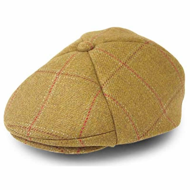 日本製　ハンチング　メンズ　ハンチング帽　チェックのスコットランド ツイード ハンチング帽子（芥子）　GARYU PLANET　ガリュープラネット　メンズ・紳士　男性用　男女兼用　帽子　ハット　ぼうし