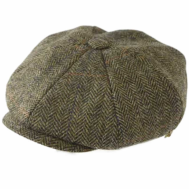 日本製　キャスケット　メンズ　帽子 毛　ウール　100%　スコットランド　ツイード8枚はぎキャス(オリーブ) GARYU PLANET　ガリュープラネット　紳士 男性用 女性　男女兼用　帽子　ハット