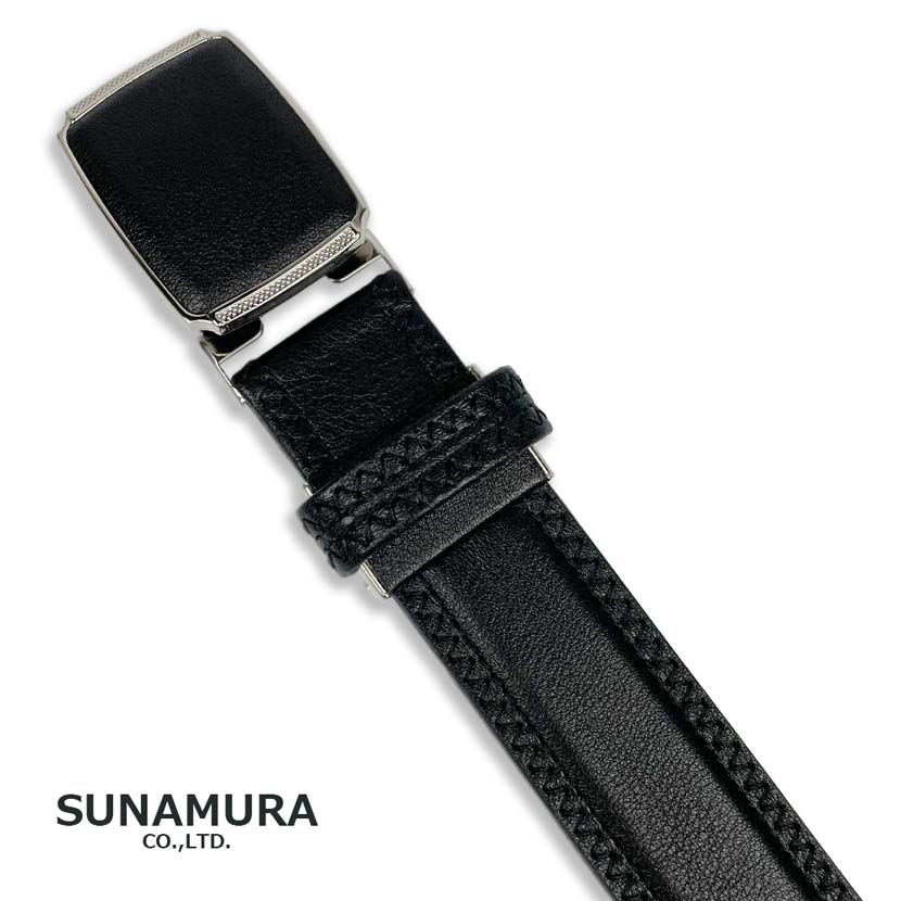 【無料ギフト包装】 SUNAMURA 砂村 日本製穴無し牛革ベルト メンズ オールシーズン 牛革 本革 天然皮革 リアルレザー フィットバックル 30mm エレガント 上品 高級 国産 日本製 MAISTER匠 ブランド ビジネス ビジカジ カジュアル おしゃれ かっこいい ブラック suna-mk202 3