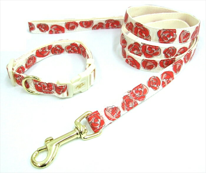 【送料込み】フルーリ/バラ(S)花さかり首輪&リードセット《5〜10kgの小型犬用》ペッツルート メール便