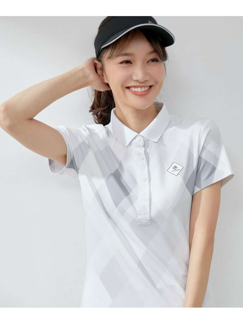 【SALE/70%OFF】【UV】【接触冷感】マルチアーガイル柄ポロ半袖プルオーバー JUN&ROPE' ジュンアンドロペ トップス ポロシャツ ピンク グレー...