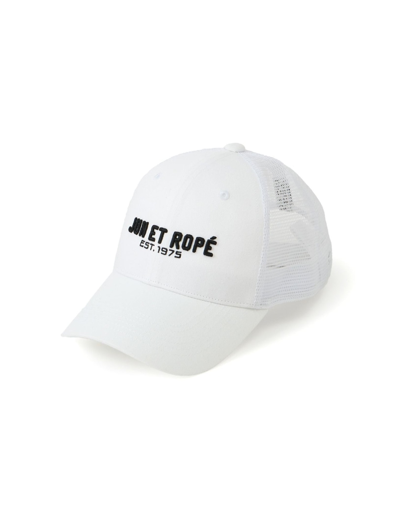 ロゴ入りサイドバックメッシュキャップ JUN&ROPE' ジュンアンドロペ 帽子 キャップ ブラック ホワイト【送料無料】[Rakuten Fashion]