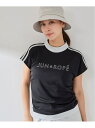 【接触冷感】【吸水速乾】フロントロゴラメコンビプルオーバー JUN&ROPE' ジュンアンドロペ トップス カットソー・Tシャツ ブラック ホワイト ブルー パ...