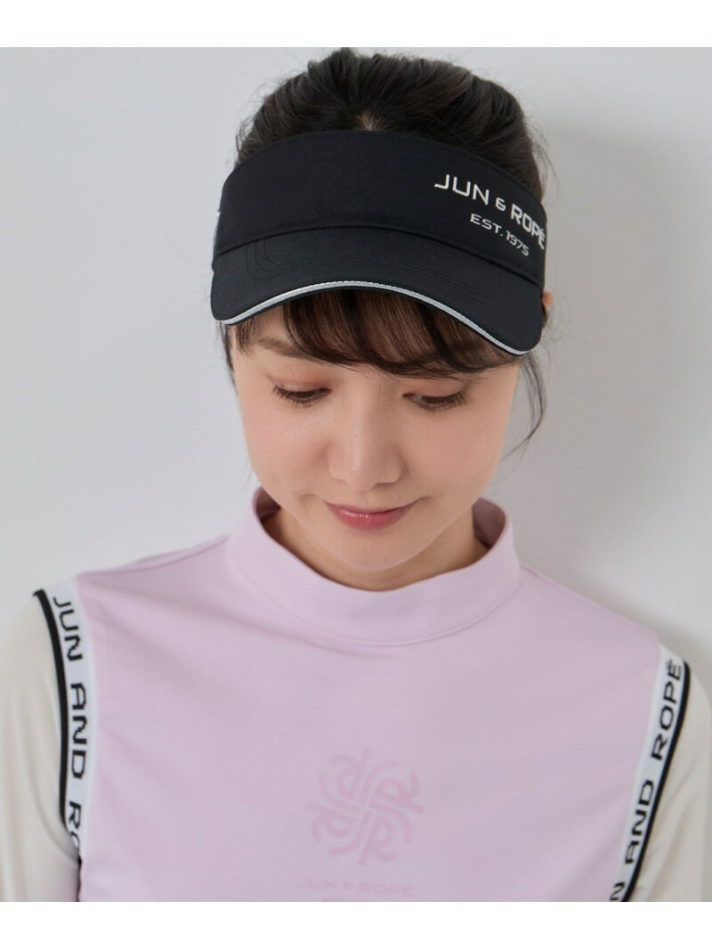 ロゴ入りベーシックバイザー/Oggi掲載 JUN&ROPE' ジュンアンドロペ 帽子 サンバイザー ブラック ホワイト【送料無料】[Rakuten Fashion]