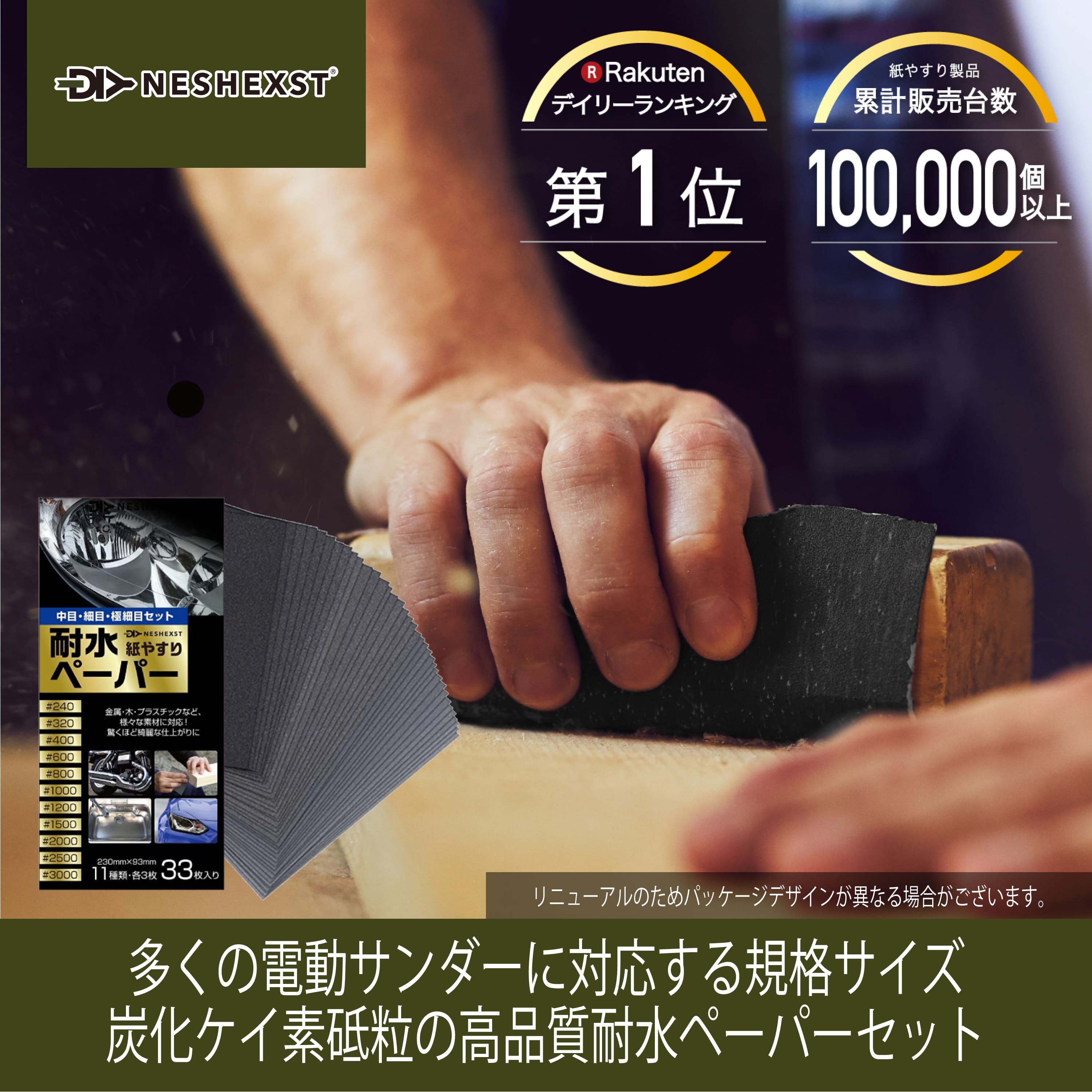 【お買い物マラソン P5倍】耐水ペーパーセット サンドペーパー 耐水紙やすり 粗目 細目 木工やすり 木材用 錆落とし 汚れ落とし [ネセクト][日本国内企画品]