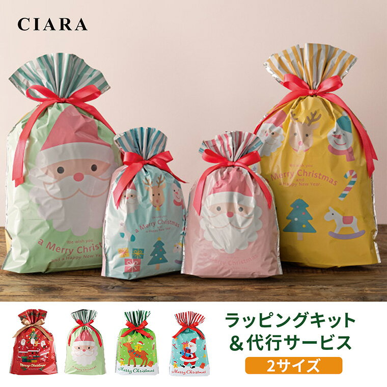 ※単品購入不可※クリスマス ラッピング 袋 巾着 包装 リボン ギフト プレゼント 景品 子供会 バッグ 子ども レディース S M サイズ