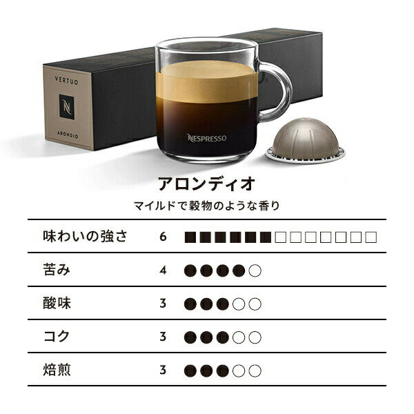 【公式】ネスプレッソ アロンディオ [グランルンゴ] 4本セット（40杯分） ヴァーチュオ (VERTUO) 専用カプセル | コーヒーカプセル カプセルコーヒー コーヒーメーカー コーヒー 珈琲 レギュラー レギュラーコーヒー(カプセル) エスプレッソ ルンゴ こーひー Nespresso