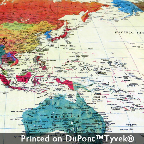 ( Tyvek(R) ) 世界地図 Hard type タイベック(R) │ デュポン(TM)タイベック(R)に印刷  手芸 手芸用品