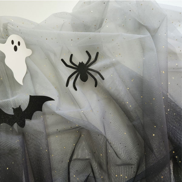 【お取り寄せ】( チュール生地 ) ハロウィン グラデーション グリッター ソフトメッシュ生地 │145cm 【 商用利用可 】