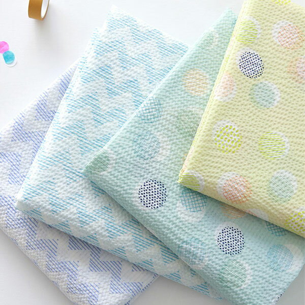 楽天Tyvek 滑り止め特殊生地のNESSHOME（ コットン ） ジグザグ & マル 60's リップルコットン│ 4 type 135cm巾 【 商用利用可 】【 お取り寄せ色有 】