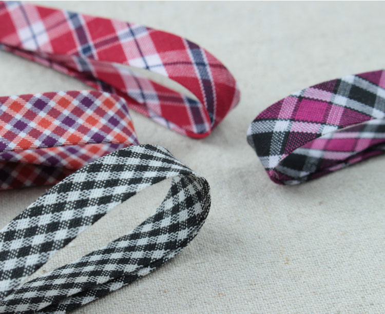 ( バイアステープ ) no.2 レッド&ネイビー チェック1cmバイアステープ 【 商用利用可 】