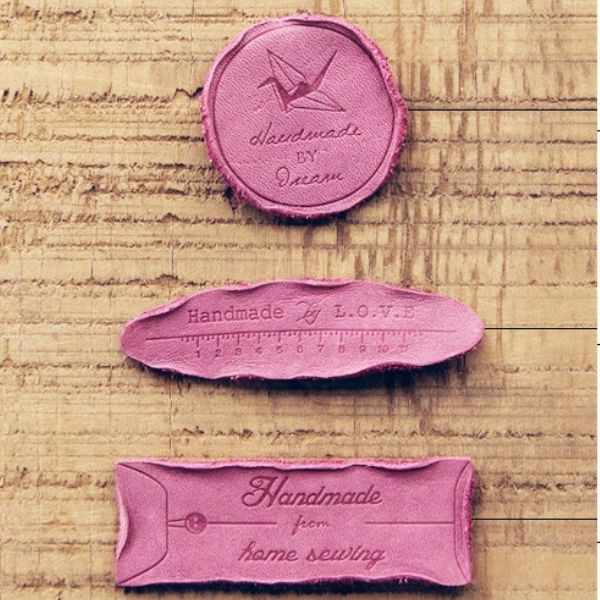 ( ラベル ) ヴィンテージウォッシングレザーラベル（パープル）ラベル 本革 手芸 材料 【 商用利用可 】