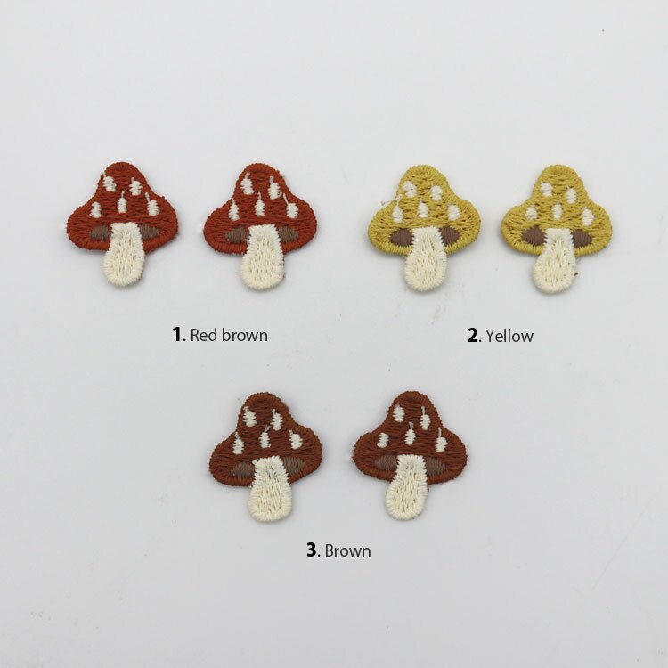 ( ワッペン ) ミニ きのこさん ワッペン  3 color【 商用利用可 】