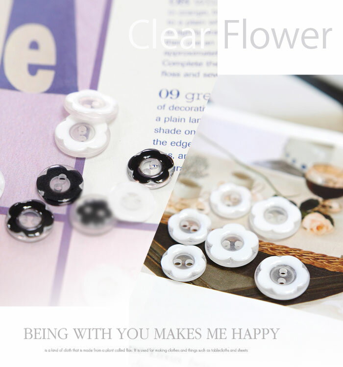 ( ボタン ) 透明フラワーボタン (2個) 【 商用利用可 】