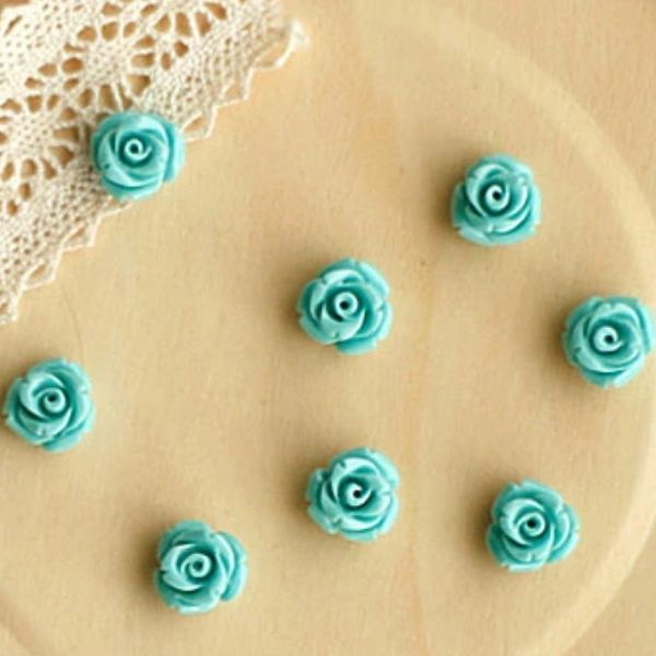 ( チャーム )フェミニンローズフラワー　＊ミント＊　10mm【 商用利用可 】