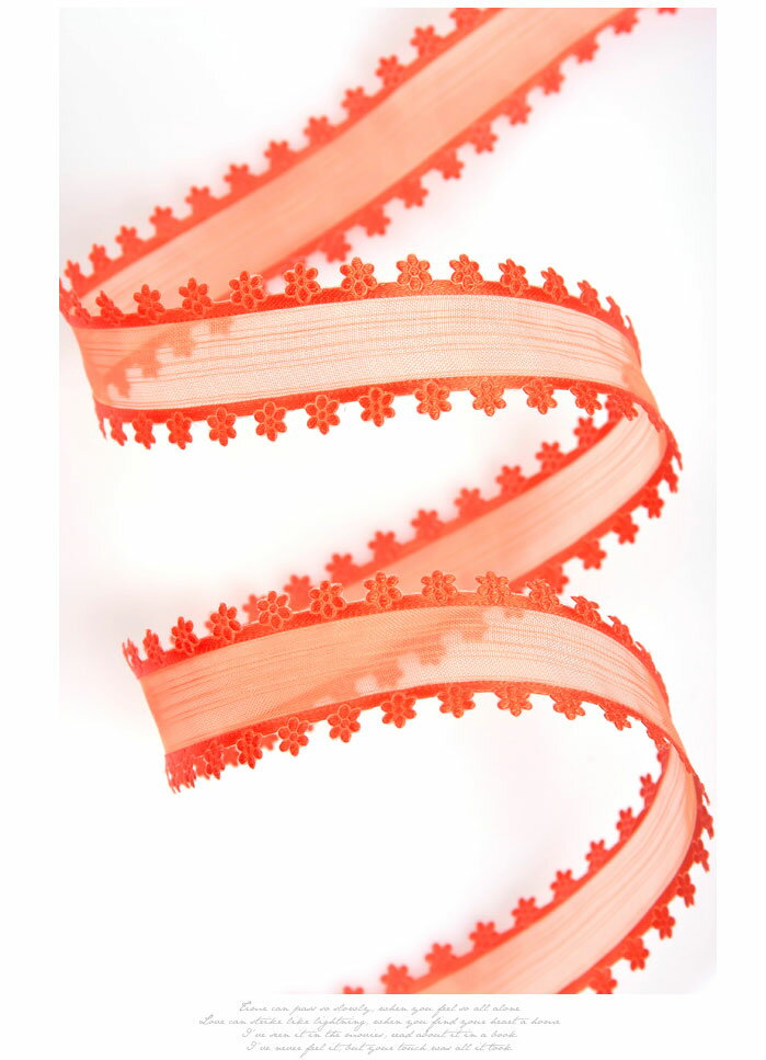 ( 手芸リボン ) フラワーオーガンジーリボン（オレンジ）【 商用利用可 】