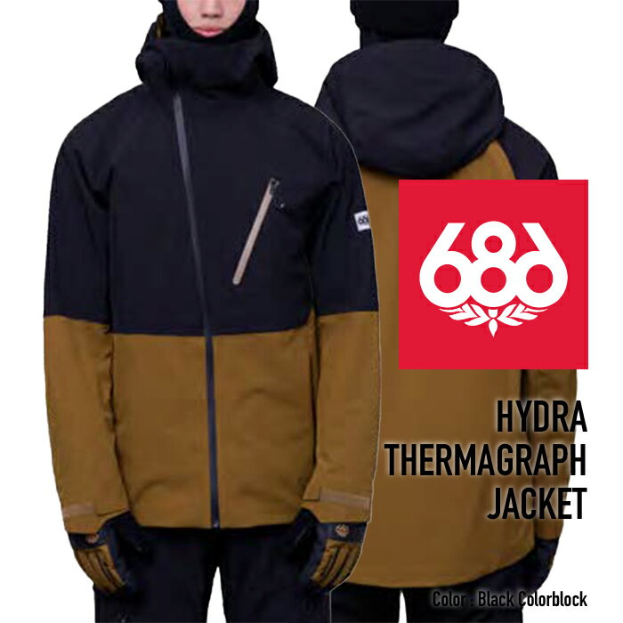 スノーボード ウェア シックスエイトシックス ジャケット 2024 686 MEN'S HYDRA THERMAGRAPH JACKET ハイドラサーマグラフジャケット Black Colorblock スノボー 23-24 男性 メンズ