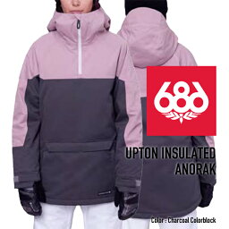 [日本正規品]スノーボード ウェア シックスエイトシックス ジャケット 2024 686 WOMEN'S UPTON INSULATED ANORAK Charcoal Colorblock アプトンアノラック スノボー 23-24 女性 レディース ウーマンズ アノラック