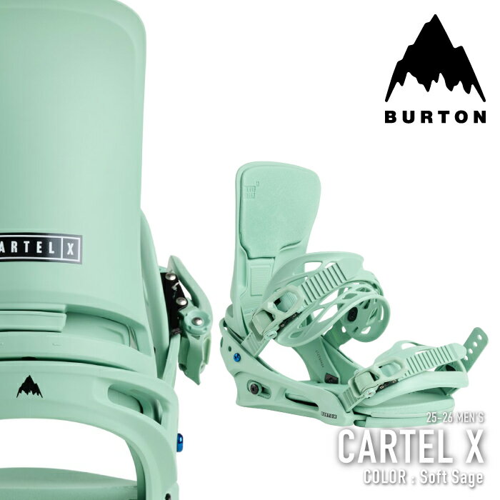 レビューでクーポン★[日本正規品] スノーボード ビンディング バートン BURTON MEN'S CARTEL X Soft Sage カーテル エックス バインディング メンズ 25-26 予約
