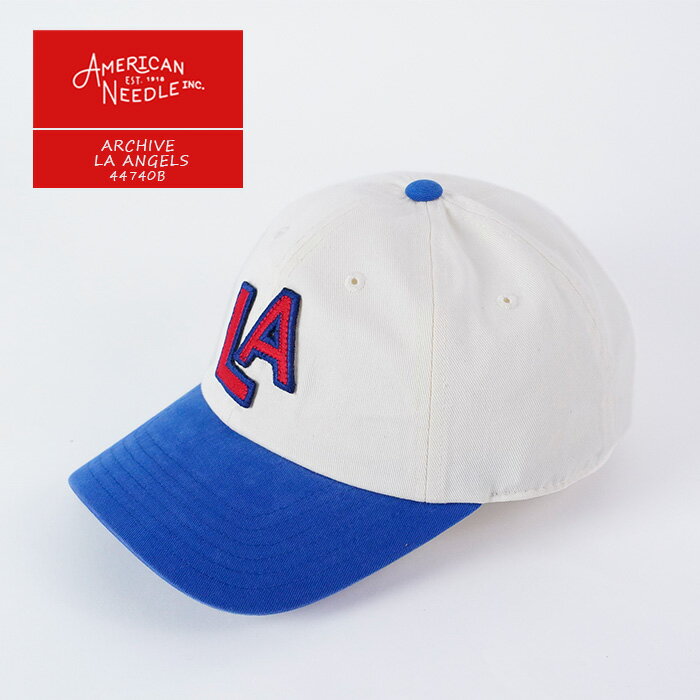 ミッチェル＆ネス アメリカンニードル キャップ 帽子 AMERICAN NEEDLE ARCHIVE LA ANGELS 44740B Ivory Royal アイボリー ロイヤル ロサンゼルスエンジェルス パシフィックコーストリーグ ベースボールキャップ ストラップバック コットン