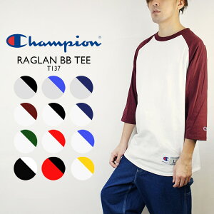 ԥ 饰 T Champion RAGLAN BB TEE BASEBALL T SHIRTS T137 Black Blue Red White Green Grey Yellow Navy 7ʬ ץ  åȥ 饰󥹥꡼ ١ܡ ˥å USA