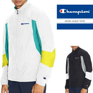 チャンピオン ナイロン ジャケット Champion WOVEN JACKET V9799 Black/Silverstone White Vivid Teal ウーブンジャケット トラックジャケット 秋冬 メンズ 男性 USA企画[S3][W3]