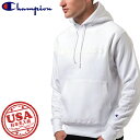 US規格　チャンピオン プルオーバー Champion GF68 M SY69 White ビッグロゴフーディー パーカー 裏起毛▲[ホワイト]ds-Y