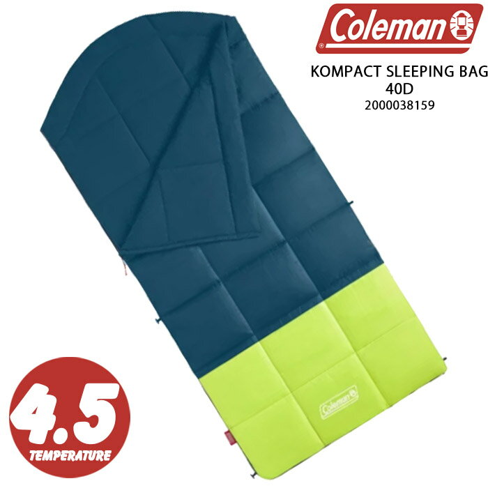 ■商品紹介 [KOMPACT SLEEPING BAG] 軽量で保温性に優れたUS規格の寝袋になります。 対応温度は40°F(約4.5℃)。 ジッパーから熱が逃げるのを防ぐ Thermolock ドラフト チューブのおかげで、一晩中暖かく過ごせます。 締め付け可能なサイドストラップ付きの圧縮可能なスタッフサックにより、寝袋をコンパクトなサイズにまとめることができます。 荷物の多いキャンプ泊では重宝いたします。 洗濯機での丸洗いが可能なので手入れも簡単で清潔な状態を保つことができます。 ■ブランド紹介 [Coleman] 1900年にアメリカのキングフィッシャー州でW・C・コールマンによって創業。 ガソリンランタンを専門にレンタル事業を行っていました。 その後1913年に「ザ・コールマン・ランプ・カンパニー」に変更し、アウトドアメーカーとして成長。 現在では120年の歴史のを誇る、アウトドア用品の有名・老舗ブランド。 ■サイズ 99cm×213cm ■重量 約2kg ■材質 ポリエステル ■仕様 ・US規格-大きめのサイズ ・洗濯機の使用可 ・日本未発売 ■重要 ※本商品の保証につきまして ・本品はアメリカのCOLEMAN USA正規品の直輸入モデルとなります。 ・コールマンジャパン（日本代理店）のサポート、及び破損時のメーカー補償等がございません。 関連商品コールマン 寝袋 シュラフ 寝具 COLEMAN SLEEPING B...9,800円コールマン エアマット 寝具 COLEMAN AIR BED MATT...12,800円コールマン コット ベッド 寝具 サイドテーブル付き COLEMAN ...12,800円コールマン エアマット スリーピングマット 寝具 COLEMAN CA...8,800円ブルックリンアームドフォース 封筒型 寝袋 ウービー BAF WOOB...9,800円スナグパック シュラフ Snugpak JUNGLE BAG 922...9,200円バイヤーオブメイン コット byer of maine EASY CO...14,800円カーハート ダブリューアイピー レジャーシート CARHARTT WI...17,800円コールマン 1900コレクション ランタン COLEMAN 1900 ...9,800円コールマン クーラーボックス 缶クーラー COLEMAN SPORTF...9,800円