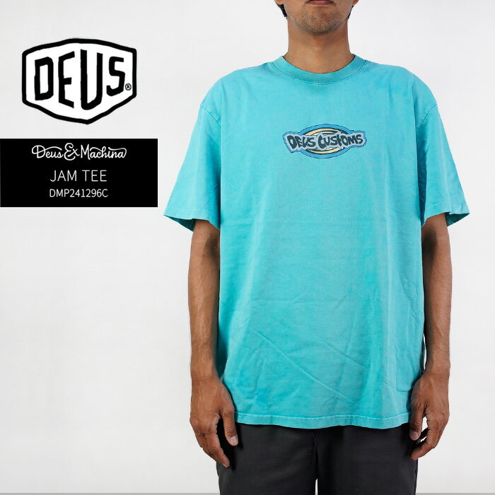 Rakuten - レビューでクーポン★デウスエクスマキナ Tシャツ Deus Ex Machina JAM TEE DMP241296C Blue Turquoise ブルーターコイズ 青 ヘビーウエイト ルーズフィット アシッドウォッシュ加工 バイク モーターサイクル スケート スケボー ストリート サーフィン メンズ 男性