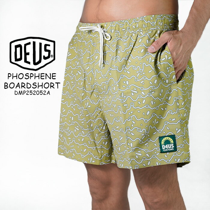 Rakuten - レビューでクーポン★デウスエクスマキナ サーフパンツ Deus Ex Machina PHOSPHENE BOARDSHORT DMP252052A Pear サファリ ショーツ サーフショーツ 短パン ハーフパンツ 海パン 海水浴 プール レングス17インチ サーフィン メンズ 男性