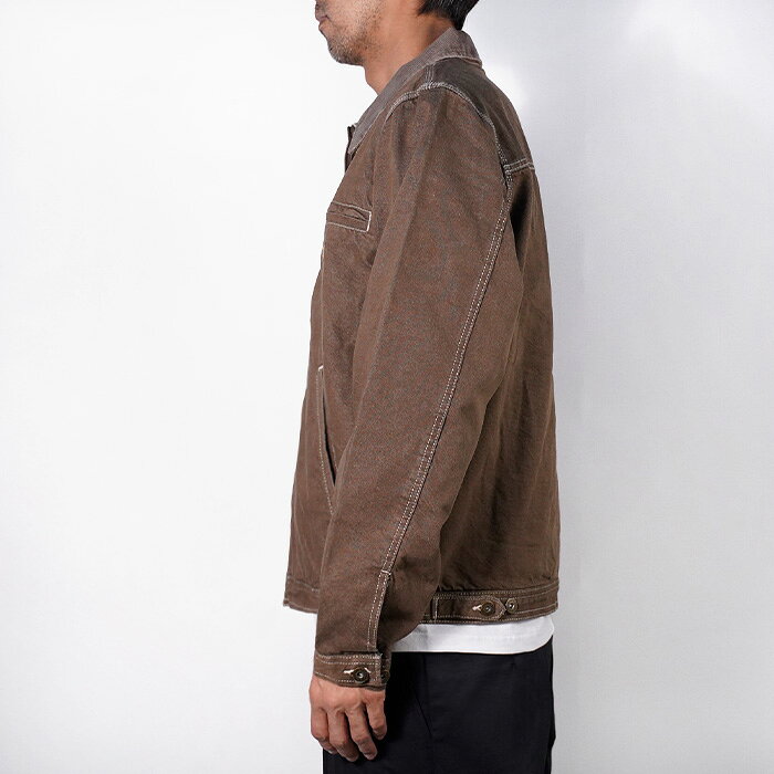 レビューでクーポン★ディッキーズ ジャケット アウター Dickies DENIM LINED JACKET A863X Mushroom デニムラインドジャケット マッシュルーム Gジャン フランネル ワークジャケット 襟付き ジップアップ メンズ 男性