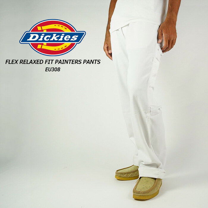 ディッキーズ ペインターパンツ Dickies FLEX RELAXED FIT PAINTERS PANTS EU308 White ワークパンツ ハンマーループ 作業着 ツールポケット パンツ リラックスフィット メンズ 男性