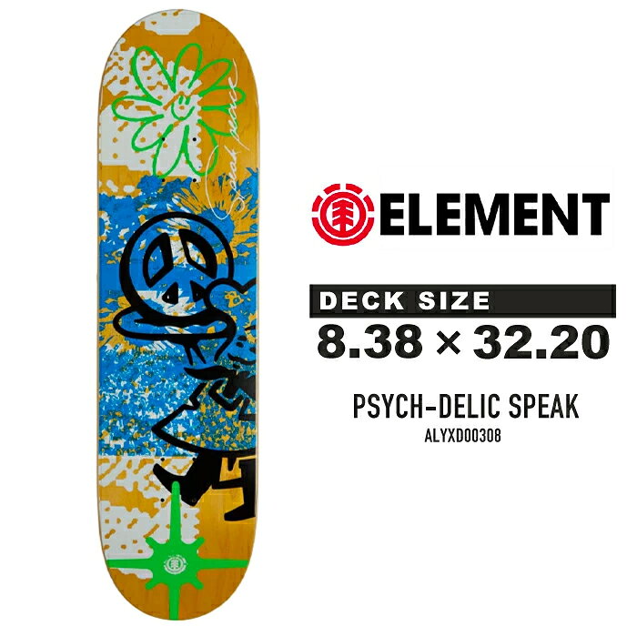【ブランド紹介】 ■ ELEMENT ELEMENT（エレメント）は、1992年にニューディールのセカンドブランドとして、JOHNNY SCHILLEREFF（ジョニー・シラレフ）とANDY HOWELL（アンディー・ハウエル）が設立したブランド。 デッキとシューズを主力に、バッグやアパレルなど幅広い製品を展開しています。 ブランド名のとおり、自然と調和するシンプルでナチュラルなコンセプトの製品は、多くのスケートファンに愛されています。 現在は多くのトップレベルのスケーターをサポートし、日本人スケーターも多くサポートするスケートボードシーンを代表するブランドのひとつです。 【アイテム紹介】 ■ PSYCH-DELIC SPEAK PEACE Ben HirschがELEMENTのために特別にデザインした、独創的なグラフィックアートを採用したスケートボードデッキ。インパクトのあるポップなカスタムアートが特徴的なモデルです。 【BEN HIRSCH CUSTOM ART】 Ben Hirschによる個性的なカスタムアートをデッキ全面に落とし込み、ELEMENTらしいアート性と存在感を楽しめるデザインに仕上げています。 【8.38 INCH WIDTH】 太めの8.38インチ幅を採用し、かなり安定感のあるライディングをサポート。ランプ・プール・バーチカル向けのサイズです。 【SIZE】 サイズ表（1inch＝2.54cm） ボードサイズ：8.38" × 32.20" inch 【仕様】 ・ボードサイズ：8.38" × 32.20" inch ・Ben Hirschデザインのカスタムアート ・ランプ・プール・バーチカル向け 【ご注意（必ずお読みください）】 ・デッキ表面の木目、色合いはそれぞれ異なります。表面のデザインを選ぶことはできません。 ・モニターやPC環境、ご利用のスマートフォンによって実物商品と色合いが異なって見えることがあります。予めご了承ください。 ・使用を前提とした販売になりますので、滑走に支障の無い誤差・個体差（シュリンク破れ、多少のダメージなど）は不良品扱いにしておりません。事前にご理解いただけますようお願い申し上げます。 ・商品によってはデッキにシュリンク（透明袋）がついていないものもあります。予めご了承ください。 ▼ 注文前にCHECK ▼ お届けに関する大事な案内や セール情報など、当店の最新情報をまとめて案内中！ Keywords: ELEMENT エレメント ELEMENT SKATEBOARDS エレメントスケートボード PSYCH-DELIC SPEAK PEACE サイケデリック スピークピース ALYXD00308 Ben Hirsch ベンハーシュ スケートボード スケボー skateboard SK8 デッキ 板 スケートボードデッキ スケボーデッキ 8.38 8.38インチ 32.20インチ ランプ プール バーチカル パーク スケートパーク ストリート スケーター 初心者 上級者 トリック グラフィック カスタムアート アート ポップ POP メンズ レディース ブランド