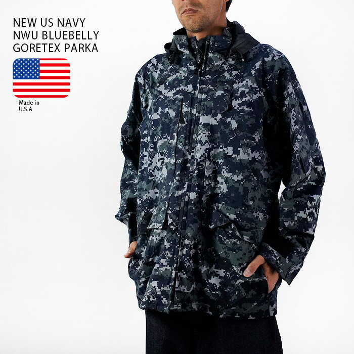 ゴアテックスジャケット U.S.NAVY NWU BLUEBELLY GORETEX PARKA ECWCS エクワックス ブルーベリー 迷彩 デジタルカモ ネイビーデジタル デッドストック メンズ ミリタリー 軍物 アメリカ軍 海軍 ツーリング スノーボード バイク 釣り キャンプ