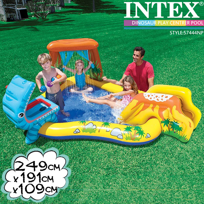 インテックス ビニールプール INTEX ダイナソープレイセンタープール ME-7056 57444NP 大型プール 249×191×109cm 滑り台つき シャワーつきds-a