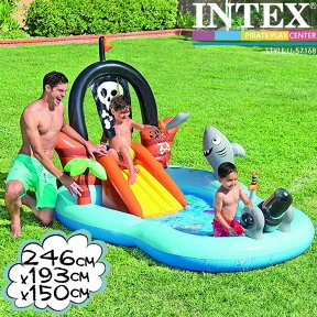 インテックス ビニールプール INTEX パイレーツプレイセンター 57168 大型プール 246×193×150cm 滑り台つき シャワーつき