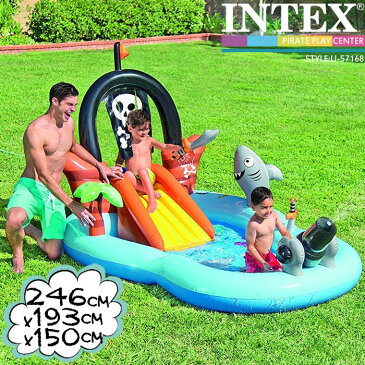 インテックス ビニールプール INTEX パイレーツプレイセンター 57168 大型プール 246×193×150cm 滑り台つき シャワーつき ds-Y