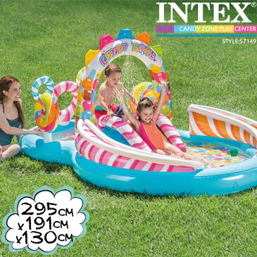 インテックス ビニールプール INTEX キャンディプレイセンター 57149 大型プール 295×191×130cm 滑り台つき シャワーつき ds-Y