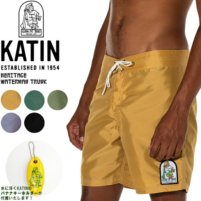 楽天Ne.S.Tケイティン 海パン サーフパンツ KATIN HERITAGE WATERMAN TRUNK TRWAT08 黒 ブラック 緑 グリーン 紫 パープル 黄色 イエロー ボードショーツ サーフ サーフィン 水着 メンズ 男性用 春夏