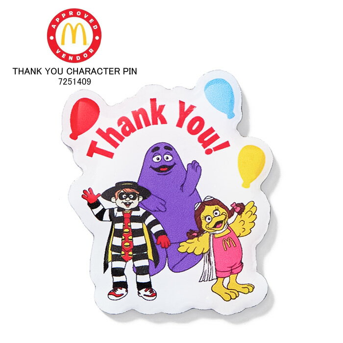 レビューでクーポン★【ネコポス発送】マクドナルド ラペルピン McDonald's THANK YOU CHARACTER PIN 7251409 ピンバッジ サンキュー キャラクターピンファストフード アメリカ 飲食 メンズ 男性 レディース ウーマンズ 女性 ユニセックス