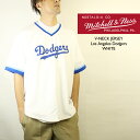 ミッチェル＆ネス ジャージー MITCHELL NESS MESH V-NECK JERSEY Los Angeles Dodgers White ロサンゼルスドジャース メッシュ Vネック シャツ ベースボールシャツ 半袖 メンズ 男性