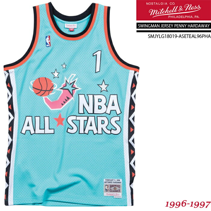 ߥåͥ ˥ե MITCHELL & NESS SWINGMAN JERSEY-PENNY HARDAWAY 1996-1997 All Star East SMJYLG18019-ASETEAL96PHA Blue ڥˡ եˡϡ 륹 󥰥ޥ 㡼 礭 Х  