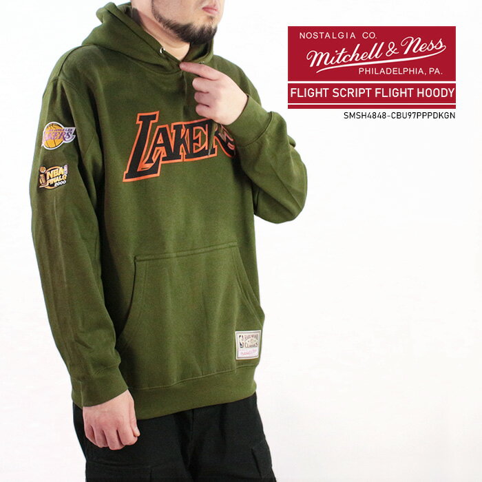 ミッチェル＆ネス スウェット パーカー MITCHELL NESS SCRIPT FLIGHT HOODY LOS ANGELES LAKERS BMPHDP21084-LALOLIV ロサンゼルス レイカーズ スクリプトフライトフーディー大きいサイズ バスケ メンズ 男性